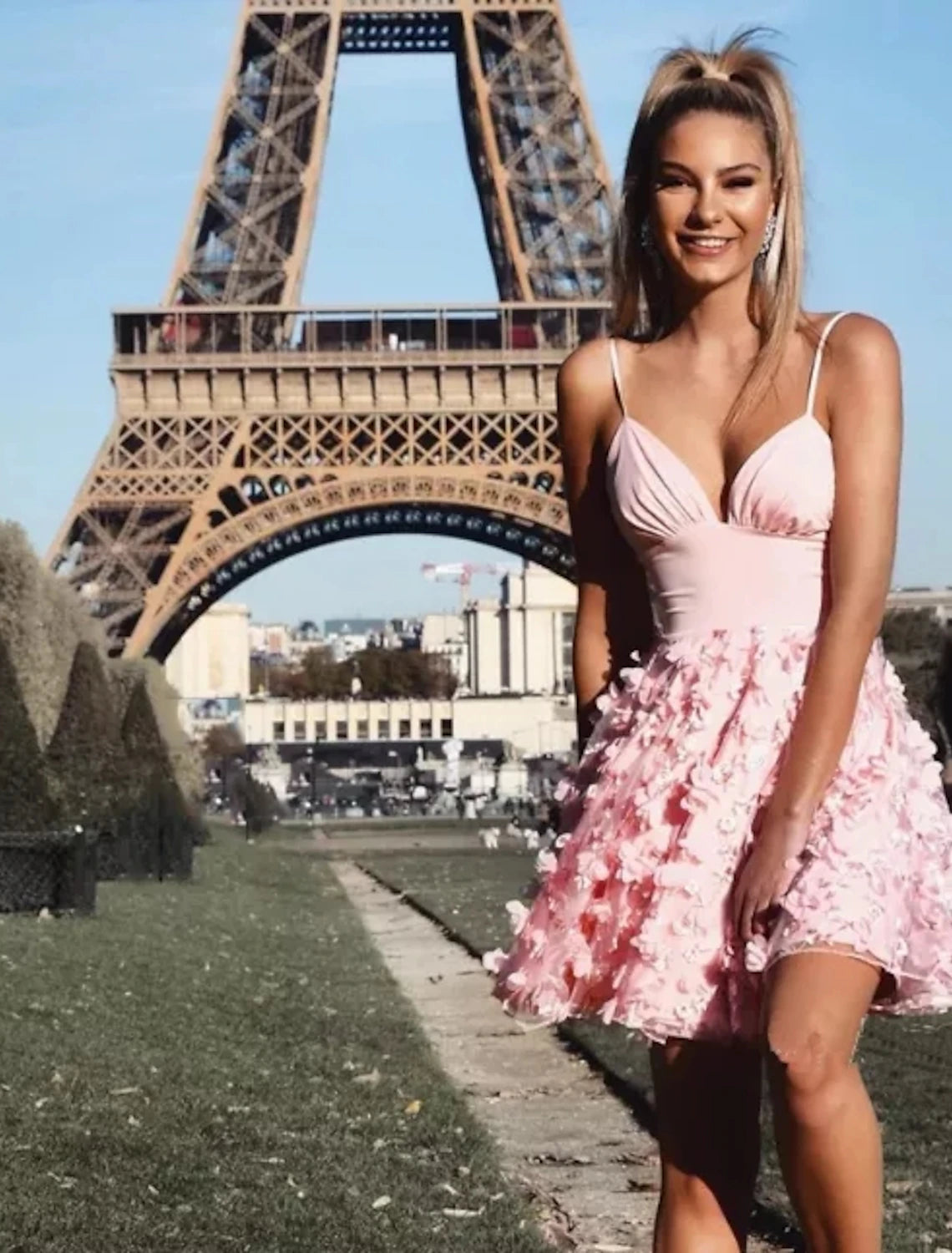 Abito da ballo boho a trapezio con spalline sottili, senza maniche, corto/mini, in spandex con applicazioni